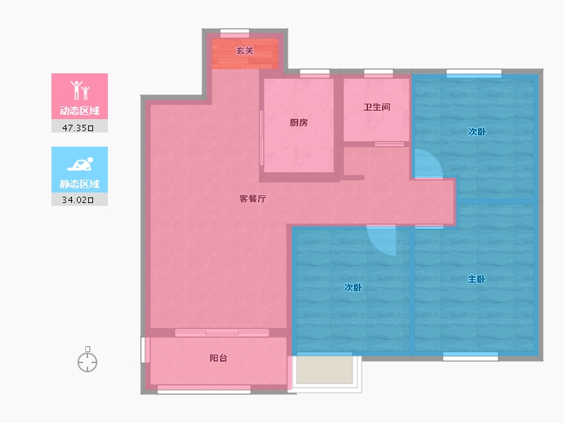 安徽省-阜阳市-孔雀城时代北宸-72.81-户型库-动静分区