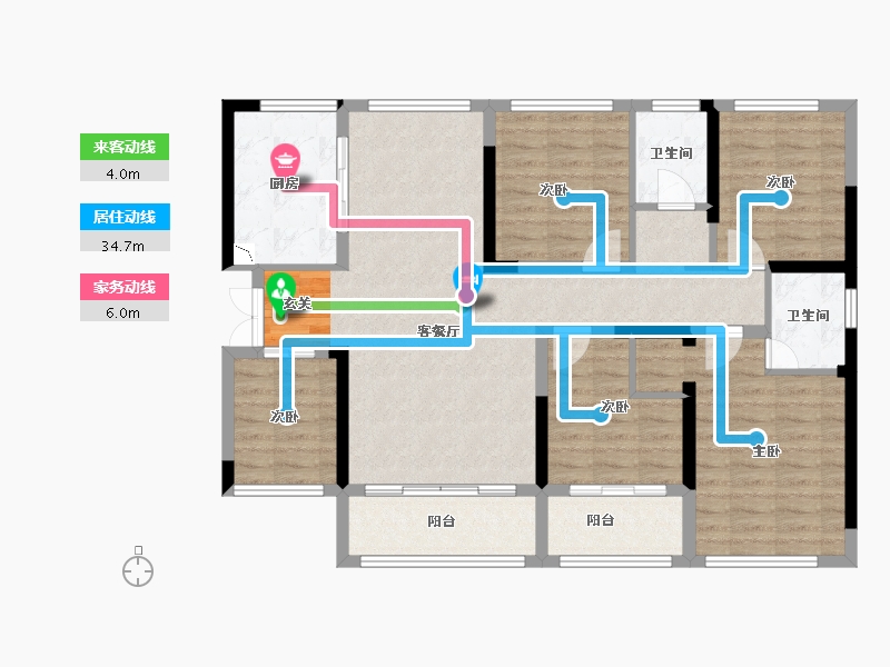 湖南省-湘潭市-步步高・新天地瑞府-107.53-户型库-动静线