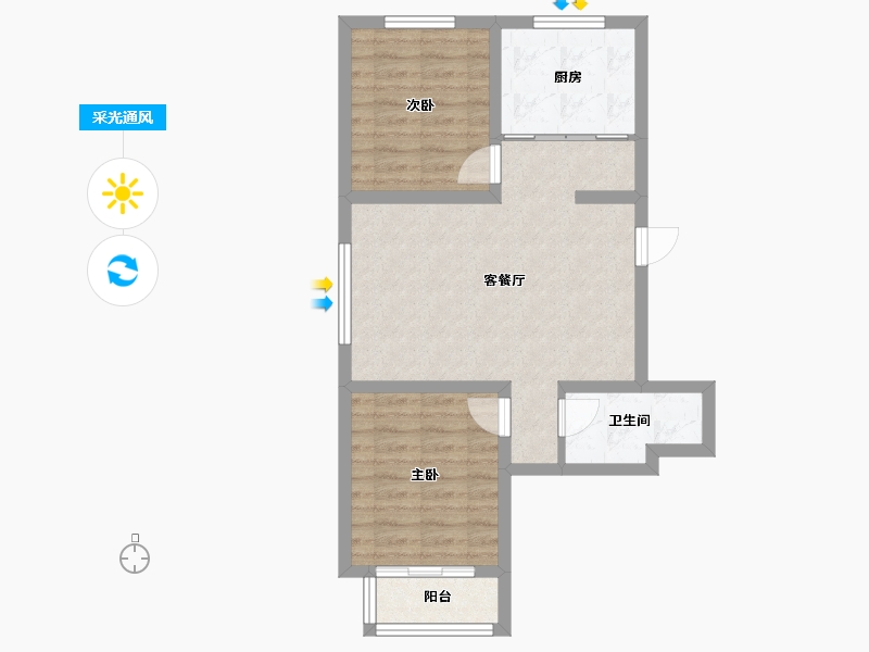 山西省-太原市-佳境珑原-60.56-户型库-采光通风