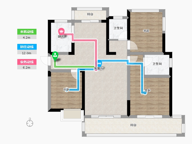 湖北省-宜昌市-中铁龙盘湖世纪山水-90.62-户型库-动静线