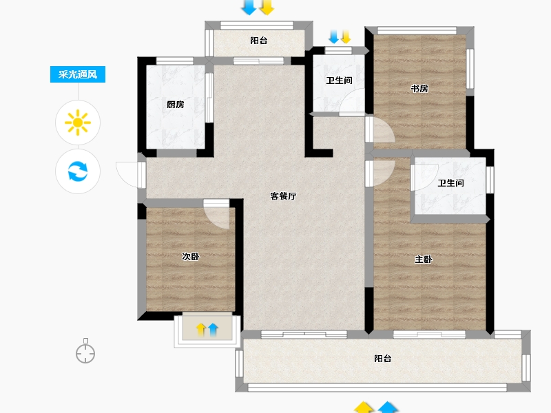 湖北省-宜昌市-中铁龙盘湖世纪山水-90.62-户型库-采光通风