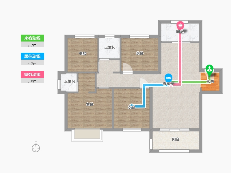 安徽省-阜阳市-孔雀城时代北宸-88.89-户型库-动静线