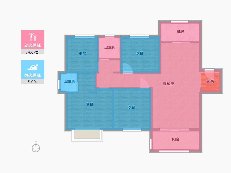 安徽省-阜阳市-孔雀城时代北宸-88.89-户型库-动静分区