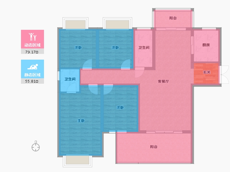 湖南省-邵阳市-乾道桃源府-121.45-户型库-动静分区