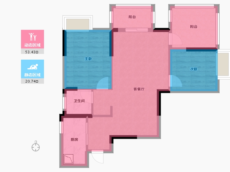 广西壮族自治区-南宁市-荣和五象学府-65.35-户型库-动静分区