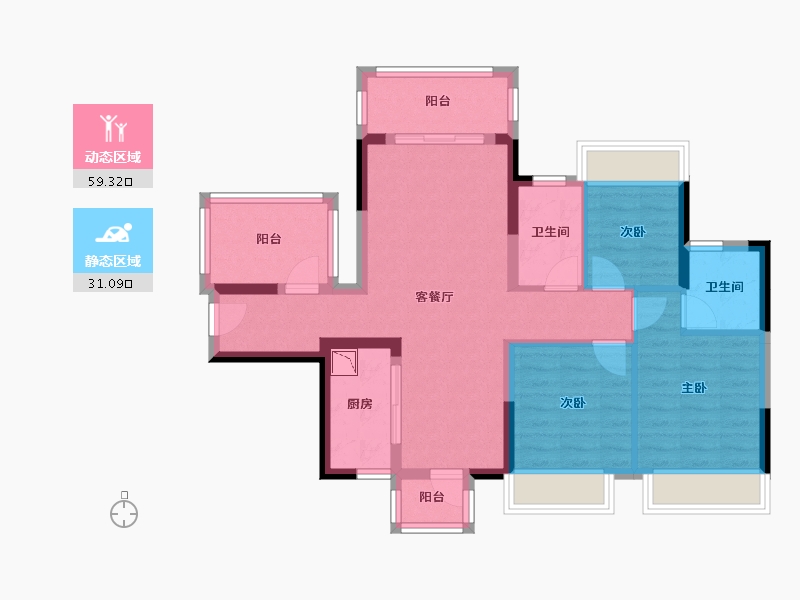 广西壮族自治区-南宁市-荣和五象学府-79.28-户型库-动静分区