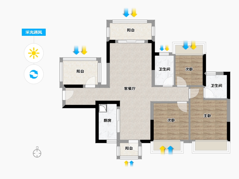 广西壮族自治区-南宁市-荣和五象学府-79.28-户型库-采光通风