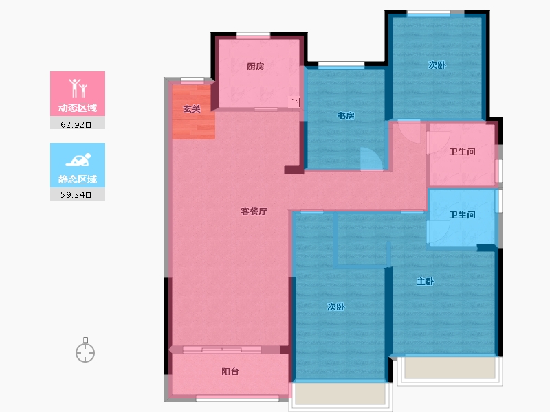 陕西省-西安市-荣安芙蓉印月-109.60-户型库-动静分区