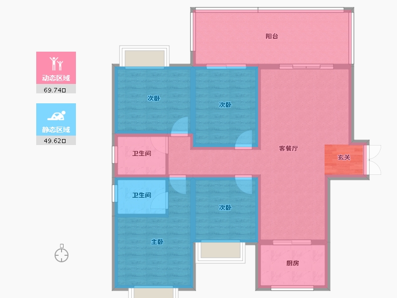 湖南省-邵阳市-乾道桃源府-106.58-户型库-动静分区