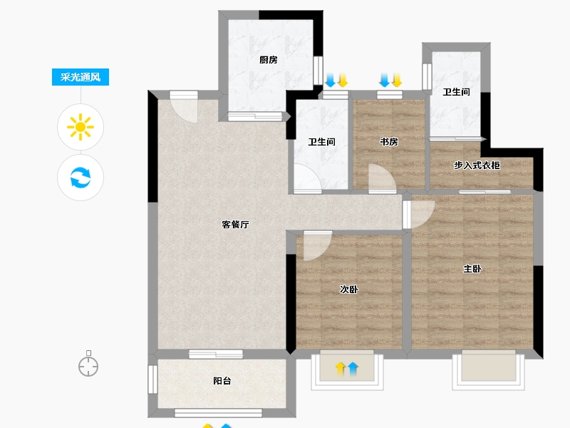 浙江省-嘉兴市-恒顺·澜山悦-75.00-户型库-采光通风