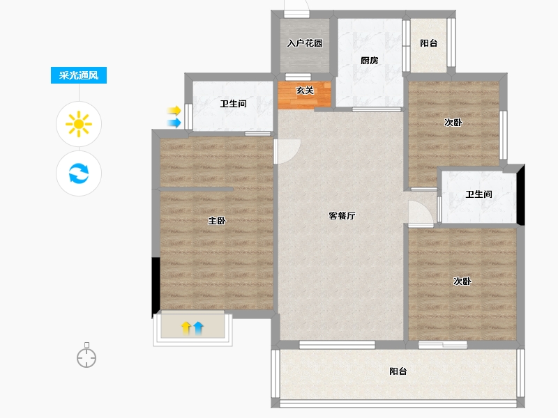 广东省-河源市-富力天禧花园-96.00-户型库-采光通风