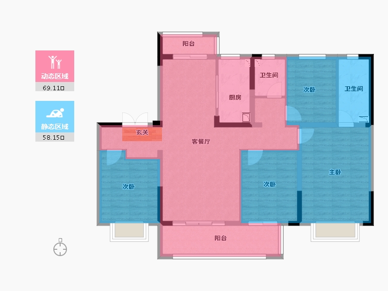 安徽省-合肥市-斌锋当代府MOMΛ-113.99-户型库-动静分区