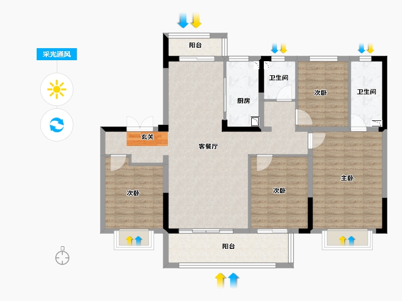 安徽省-合肥市-斌锋当代府MOMΛ-113.99-户型库-采光通风