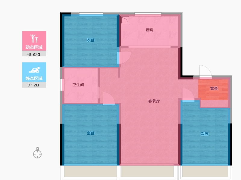 吉林省-长春市-地铁万科・西宸之光-78.40-户型库-动静分区