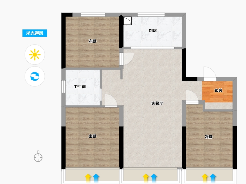 吉林省-长春市-地铁万科・西宸之光-78.40-户型库-采光通风