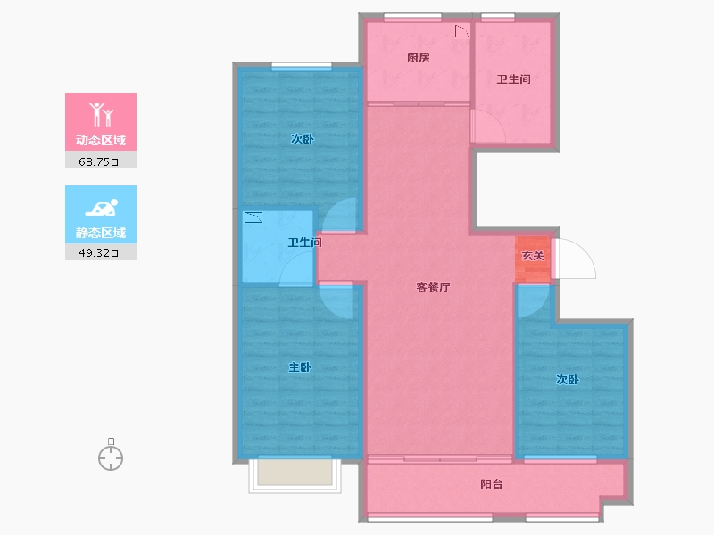 山东省-潍坊市-金鼎世家-107.01-户型库-动静分区