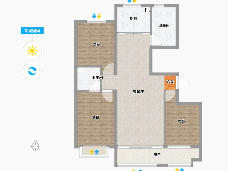 山东省-潍坊市-金鼎世家-107.01-户型库-采光通风