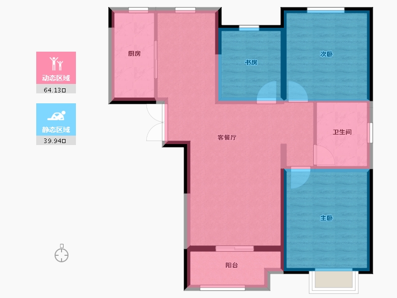 河南省-郑州市-正弘悦云境-93.60-户型库-动静分区