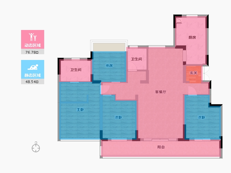 浙江省-绍兴市-元垄镜庐-111.20-户型库-动静分区