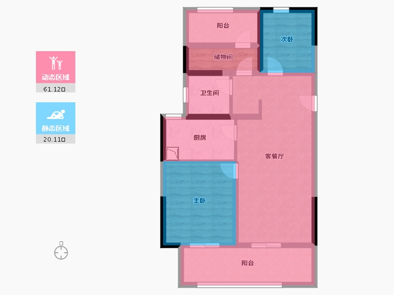 河南省-郑州市-华润置地凯旋门-71.20-户型库-动静分区