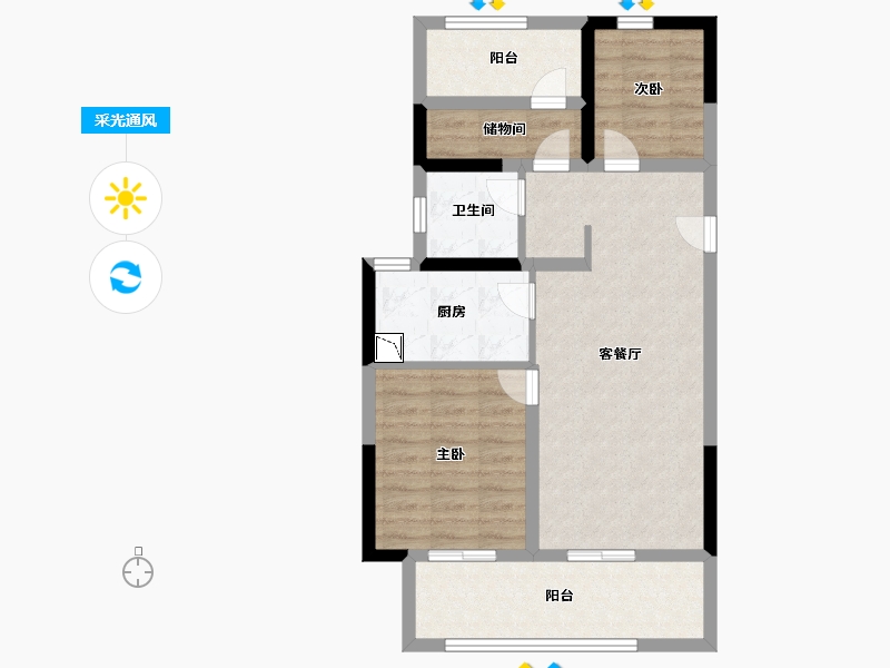 河南省-郑州市-华润置地凯旋门-71.20-户型库-采光通风