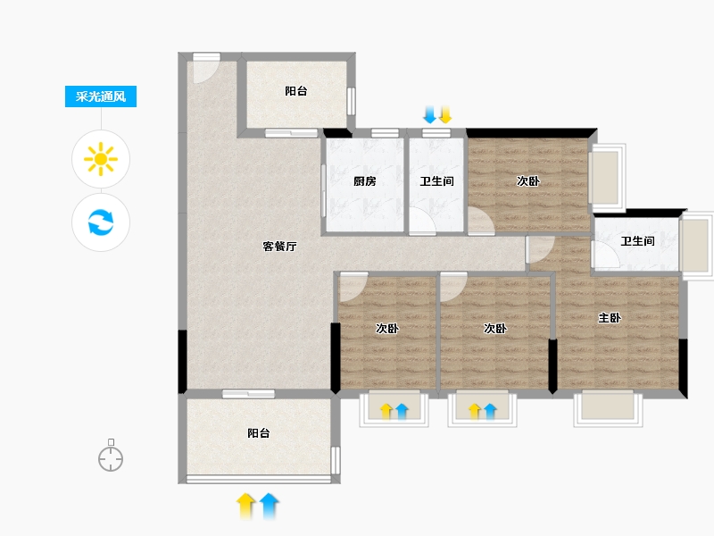 广东省-湛江市-万洲悦华府-111.75-户型库-采光通风