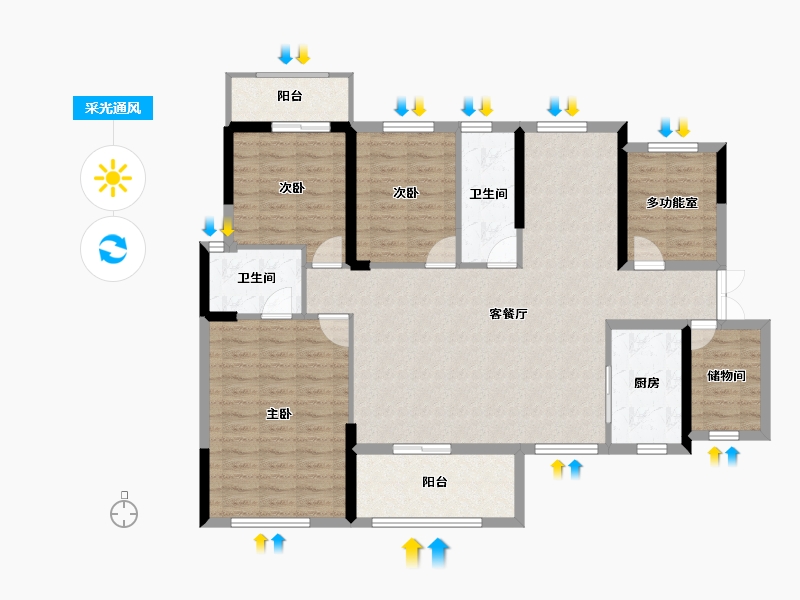 湖南省-衡阳市-融冠乐城-120.00-户型库-采光通风