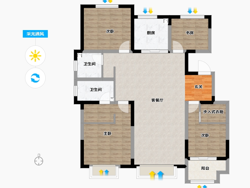 山东省-潍坊市-城发润园-120.00-户型库-采光通风