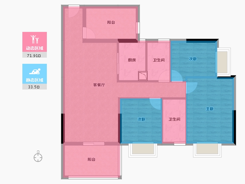 广东省-湛江市-万洲悦华府-94.42-户型库-动静分区