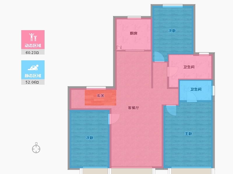 吉林省-长春市-复地卡伦湖生态城-101.60-户型库-动静分区