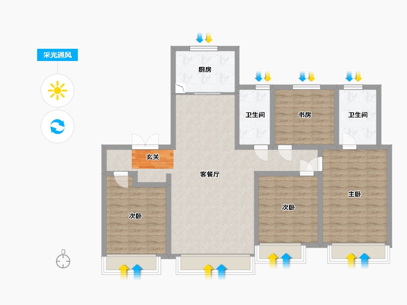 吉林省-长春市-复地卡伦湖生态城-111.20-户型库-采光通风