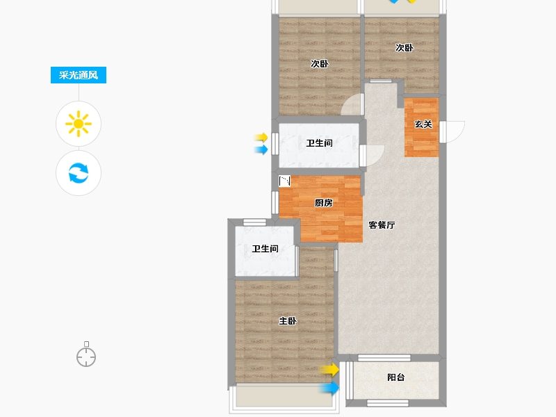 上海-上海市-鑫耀中城-79.19-户型库-采光通风