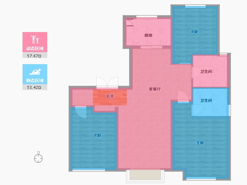 吉林省-长春市-复地卡伦湖生态城-100.00-户型库-动静分区