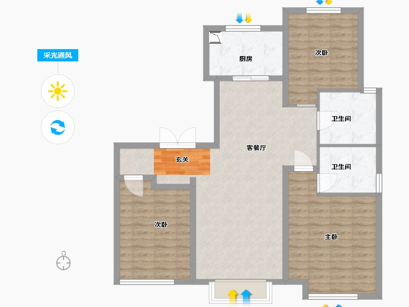 吉林省-长春市-复地卡伦湖生态城-100.00-户型库-采光通风