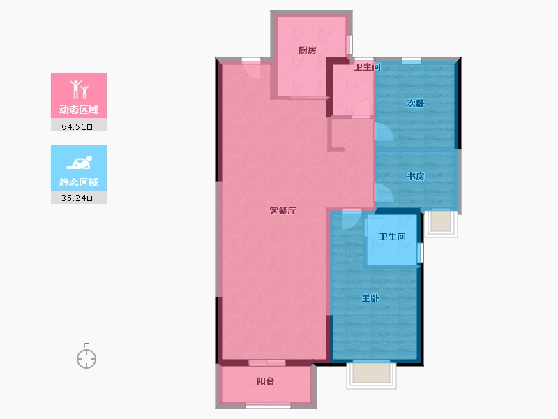 河南省-郑州市-康桥玖玺园-89.60-户型库-动静分区