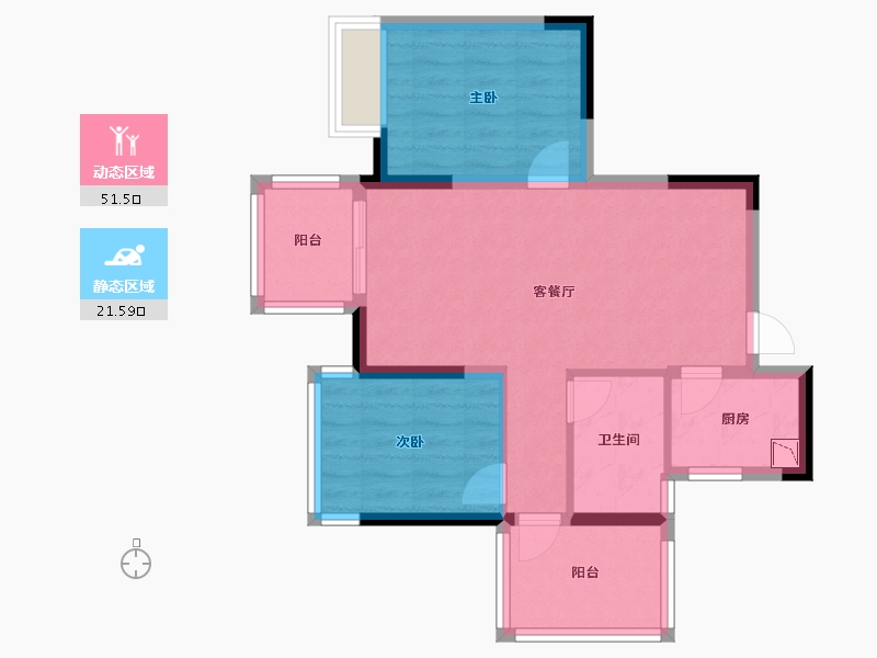 广西壮族自治区-南宁市-荣和五象学府-64.67-户型库-动静分区