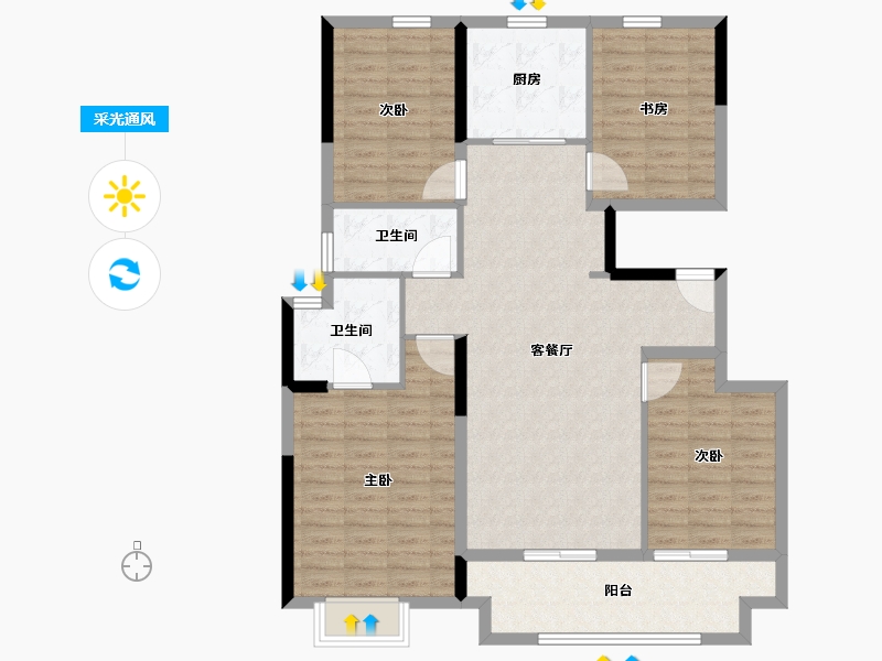 河南省-郑州市-康桥玖玺园-113.60-户型库-采光通风