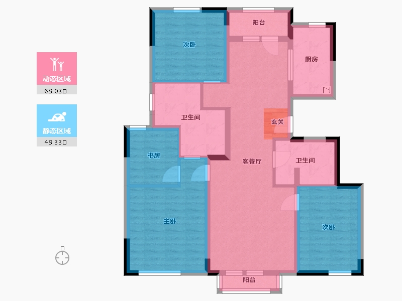 吉林省-长春市-绿地澜溪府-103.31-户型库-动静分区