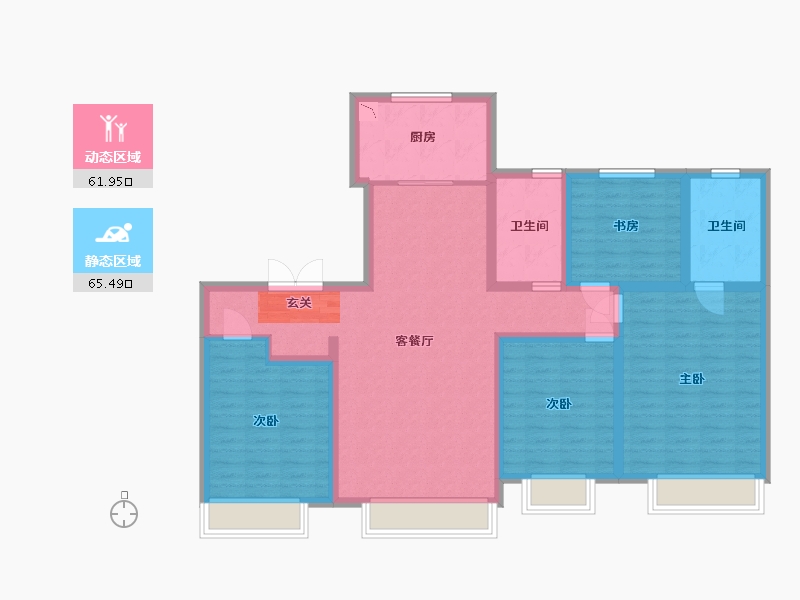 吉林省-长春市-复地卡伦湖生态城-113.60-户型库-动静分区