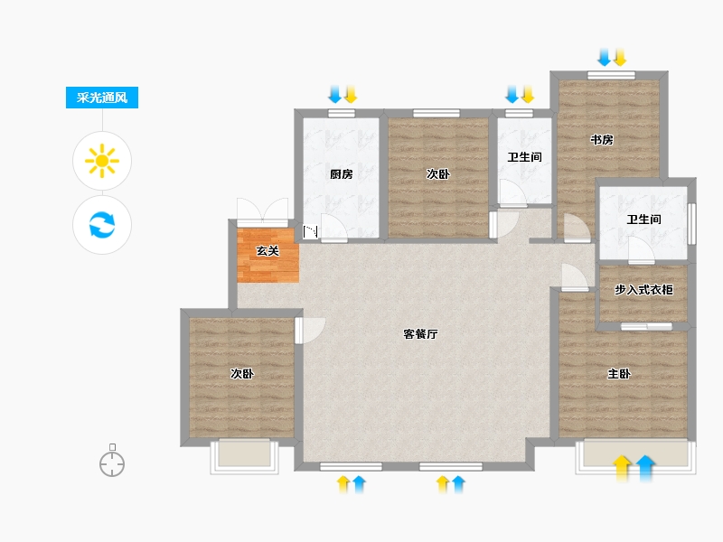 吉林省-长春市-复地卡伦湖生态城-123.19-户型库-采光通风