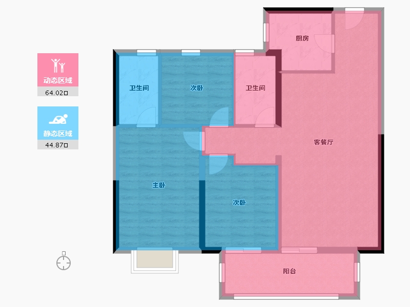 河南省-郑州市-华润置地凯旋门-98.41-户型库-动静分区