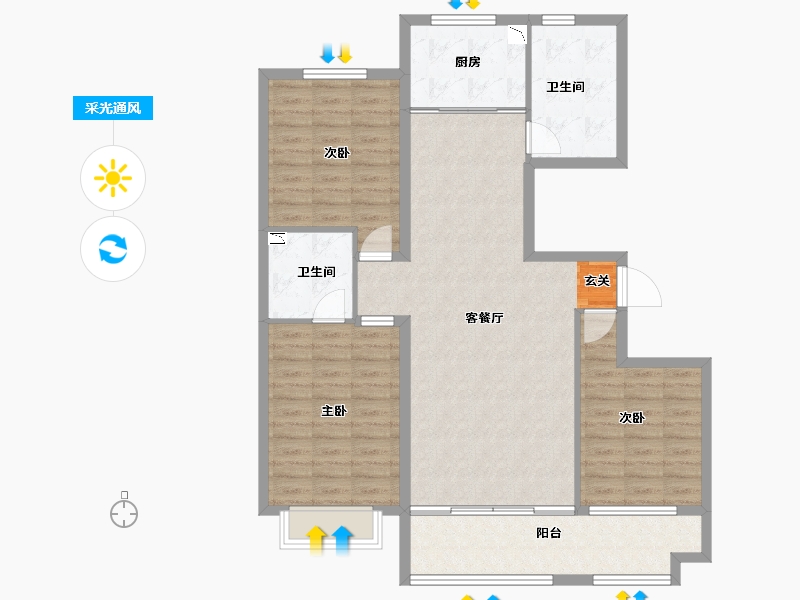 山东省-潍坊市-金鼎世家-109.00-户型库-采光通风