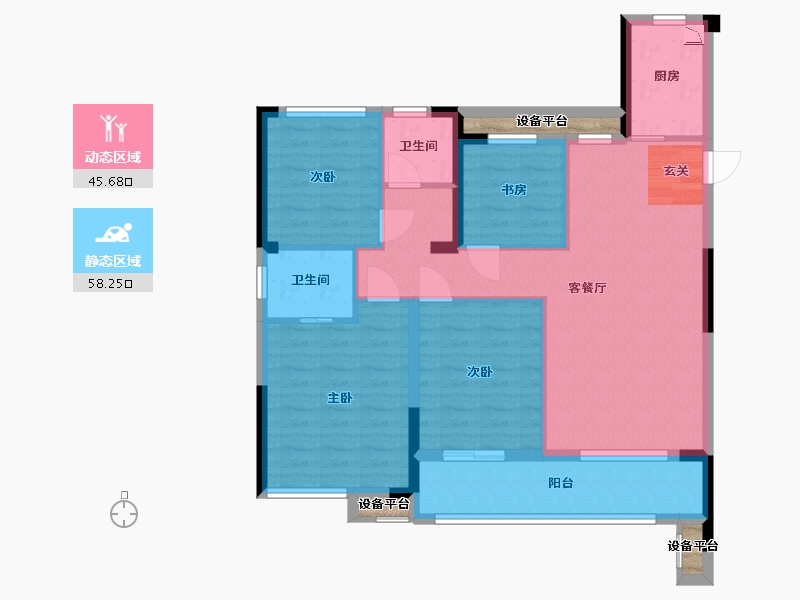 浙江省-嘉兴市-泊翠里-96.00-户型库-动静分区