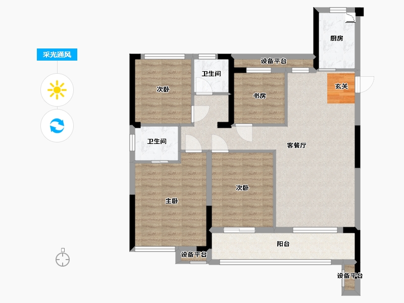 浙江省-嘉兴市-泊翠里-96.00-户型库-采光通风