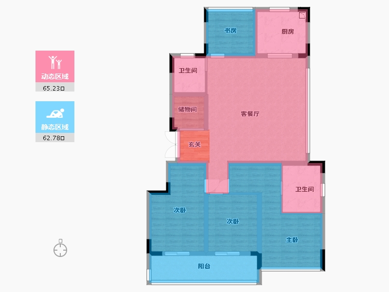 浙江省-绍兴市-元垄镜庐-114.40-户型库-动静分区