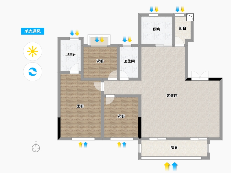 四川省-成都市-领地金科蘭台府-120.09-户型库-采光通风