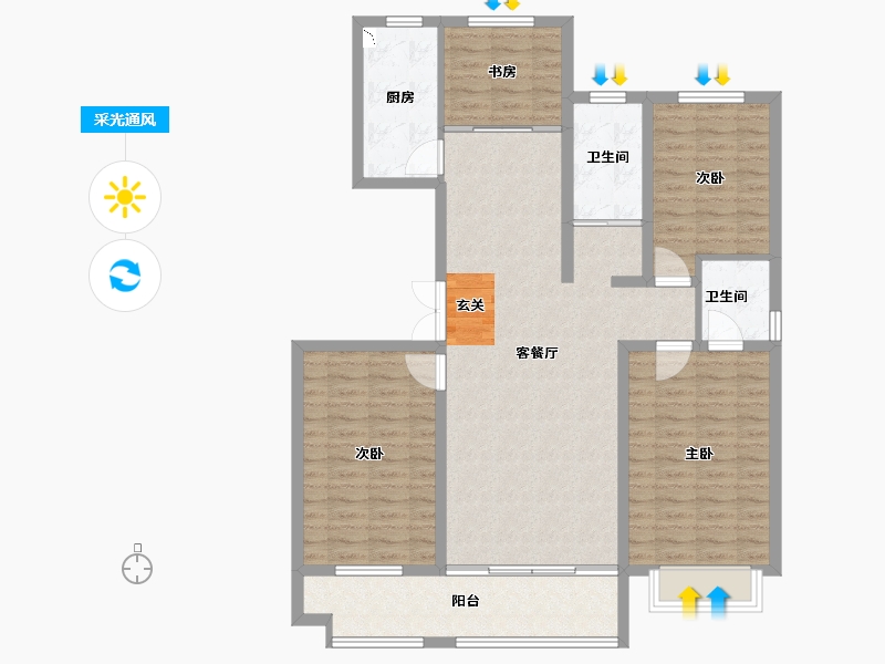 山东省-潍坊市-金鼎世家-115.00-户型库-采光通风