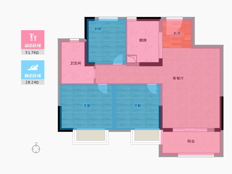 安徽省-合肥市-斌锋当代府MOMΛ-70.99-户型库-动静分区