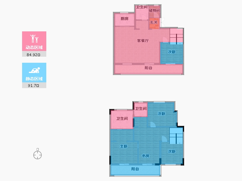 浙江省-绍兴市-元垄镜庐-159.08-户型库-动静分区