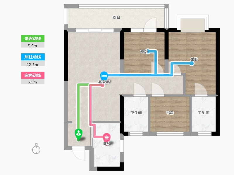 湖北省-荆州市-金辉楚樾云著-68.22-户型库-动静线